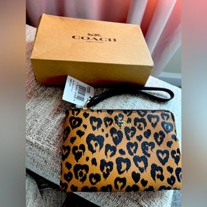 Coach Leopard Heart Wristlet